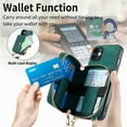thumbnail image 5 of Allytech Wallet Case for Apple iPhone 15, with Crossbody Shoulder Strap Large Zipper Pocket Cards Slots Stand Protective Shockproof Case for iPhone 15 - Green, 5 of 9
