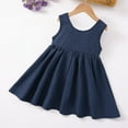 thumbnail image 5 of SGFCWSX Girls Sleeveless Dress A-Line Round Neck Bow Casual Summer Dresses for Kids Blue Size 2-3 Years, 5 of 9