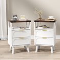 thumbnail image 1 of Table de Chevet Ensemble de 2 avec Station de Recharge Blanc Table de Chevet Intelligente avec 2 Tiroirs Table de Chevet Moderne Table d'Extrémité Table d'Appoint Tables de Chevet pour Chambre Salon, pour Adulte, 1 of 7