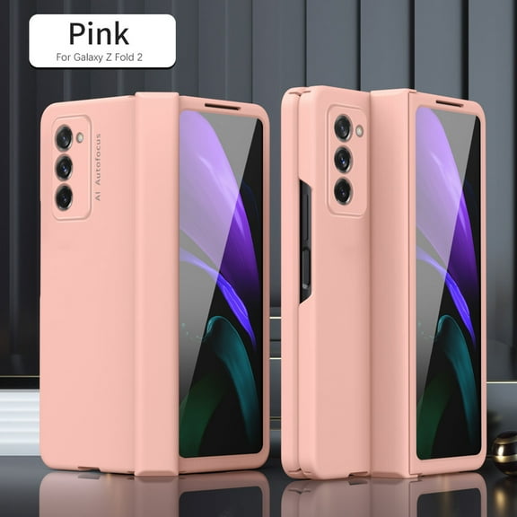 TECH CIRCLE Samsung Galaxy Z Fold 2 5G Case with Tempered Glass Screen Protector, Shockproof Anti-Scratch Hybrid Kickstand Full Protective Cover For Samsung Galaxy Z Fold 2,Pink