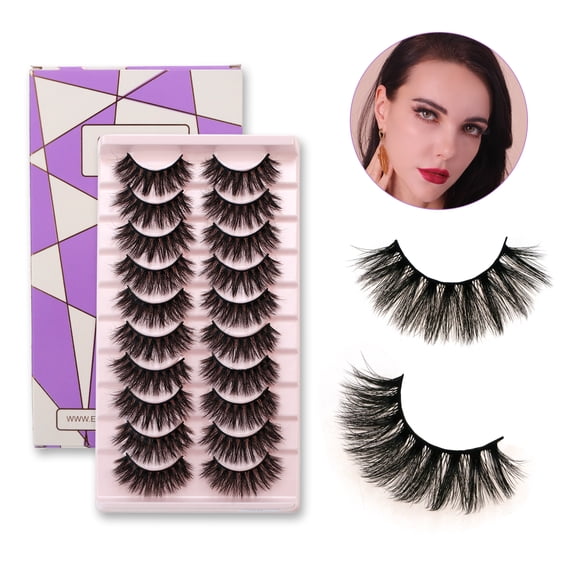 False Eyelashes Natural Look 10 Pairs Reusable Adhesive Eyelashes,A31