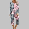 thumbnail image 2 of IROINNID Pajamas for Women 2PC Set Loose Fit Crewneck Pullover with Capri Comfortable Homewear Print Sleepwear Set,Pink, 2 of 5