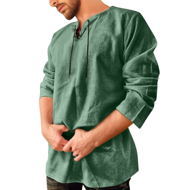 Chemise en Lin Style Rétro Bohème à Manches Longues pour Carnaval Gothique d'Été