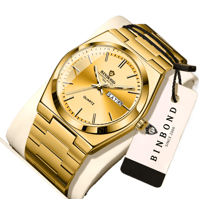 Reloj de Cuarzo para Hombre, Caja de 44 Mm, Pantalla de Fecha y Día, Luminoso, Correa de Acero Inoxidable, Reloj de Pulsera Impermeable