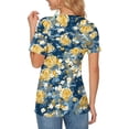thumbnail image 3 of Uootdi Casual Tees for Women Botanical Leaf Print Crew Neck Short Sleeve Tops Loose Comfy Lightweight Summer Daily Shirts Gift, 3 of 5