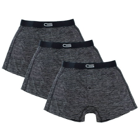 GOLBERG Premium Men's Black and Gray Striped Boxers - 3 Pack Underwear - Silky & Smooth Material - Nylon Spandex Moisture Wick (Best Fabric For Men's Underwear)