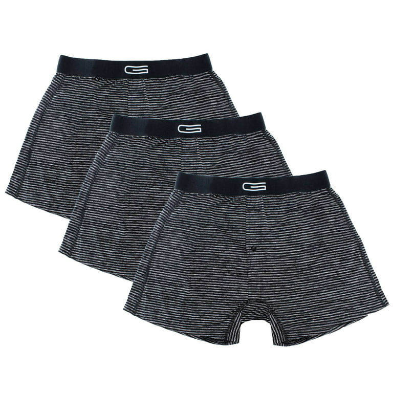 GOLBERG Premium Men's Black and Gray Striped Boxers - 3 Pack