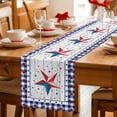 thumbnail image 5 of Independence Day Table Runner 60 Inches Long Farmhouse Dress Scarves, American Flag Star Wooden Buffalo Check Dining Tablerunner for Coffee Table/Kitchen Island/Party Décor, 13" x 60", 5 of 8
