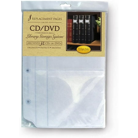 Bellagio-Italia Insert Sheets for CD/DVD Storage Binder - Holds DVDs CDs Blu-Rays & Video Games - Acid-Free Binder Organizer Sheets - 2 Pack (8 Sheets)