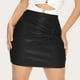 thumbnail image 4 of Gibobby faldas cargo de PU de color sólido para mujer Falda de cadera sexy de cintura alta de color sólido plisada(Negro, S), 4 of 5