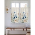 thumbnail image 5 of Blue Flowers Rustic Tier Curtains 45 Inches Long, Spring Vintage Botanical Floral Beige Window Treatment Curtain Drapes, Window Half Privacy Curtains for Bedroom Bathroom, 42"x45", 2 Panels, 5 of 7