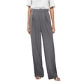 thumbnail image 1 of Pantalones de trabajo de mujer, de pierna ancha y cintura alta - Poliéster y spandex, estilo informal de negocios, bolsillos delanteros plisados, ropa para la oficina y las vacaciones, 1 of 6