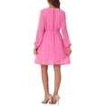 thumbnail image 3 of Vestido de fiesta de mujer Inspire Chic con escote en V, mangas largas, falda acampanada, talla XL, color rosa oscuro, 3 of 6