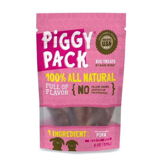 Bare Bites Piggy Pack Dog Pork Jerky Treats, All Natural, Made in USA  1lb