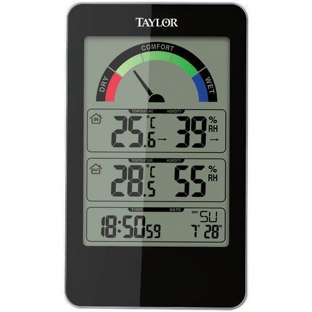 Taylor Digital Thermometer Hygrometer Indoor Thermohygrometer - Digital Display - Multicolor
