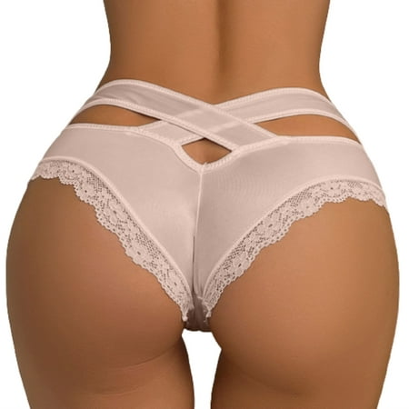 

Qxutpo 6-Pack Womens Underwear Lace Underpants Transparent Mesh Hook Briefs Breathable Low Waist Seamless Underpants Panties