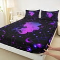 thumbnail image 3 of jejeloiu Constellation Theme Full Size Sheets,Girls Sliouette Bed Sheets,Purple Starry Sky Sheet Sets Forchild,Breathable Home Decor,4-Piece, 3 of 7