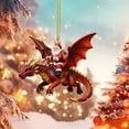 thumbnail image 2 of Fwttom Santa Claus Riding Dragon Christmas Decorations - 2D Flat Acrylic Hanging Christmas Ornaments, Holiday Party Garland Wreath Rattan Xmas Tree Decor, 2 of 7