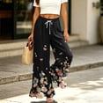 thumbnail image 5 of Sewkxo Womens Wide Leg Pants Drawstring Elastic High Waisted Ruffle Hem Palazzo Pants with Pockets,Dark Gray M, 5 of 6