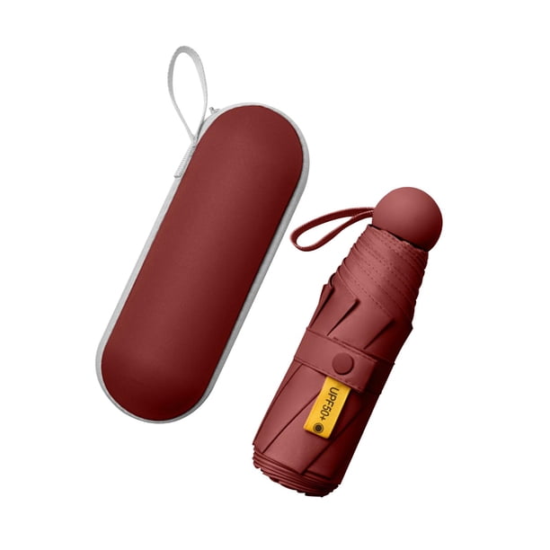 Sombrilla de viaje plegable, ligera, pequeña, plegable, duradera, con 8 varillas, 5 Rojo