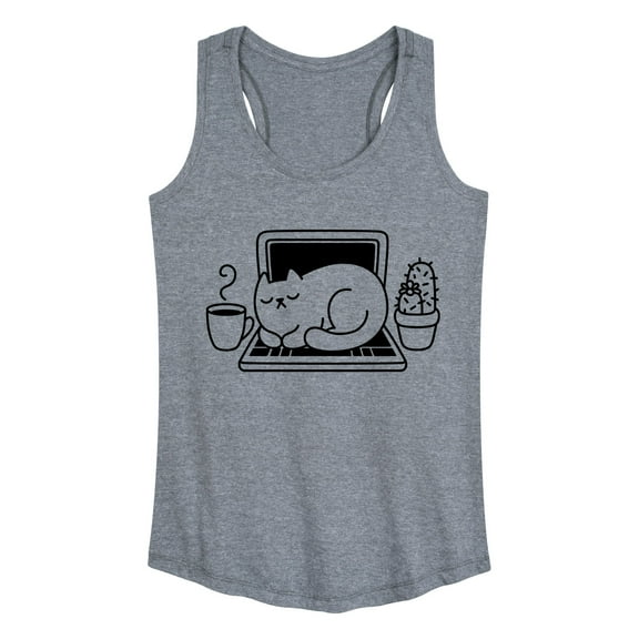 Instant Message - Cat On Laptop - Women's Racerback Tank Top