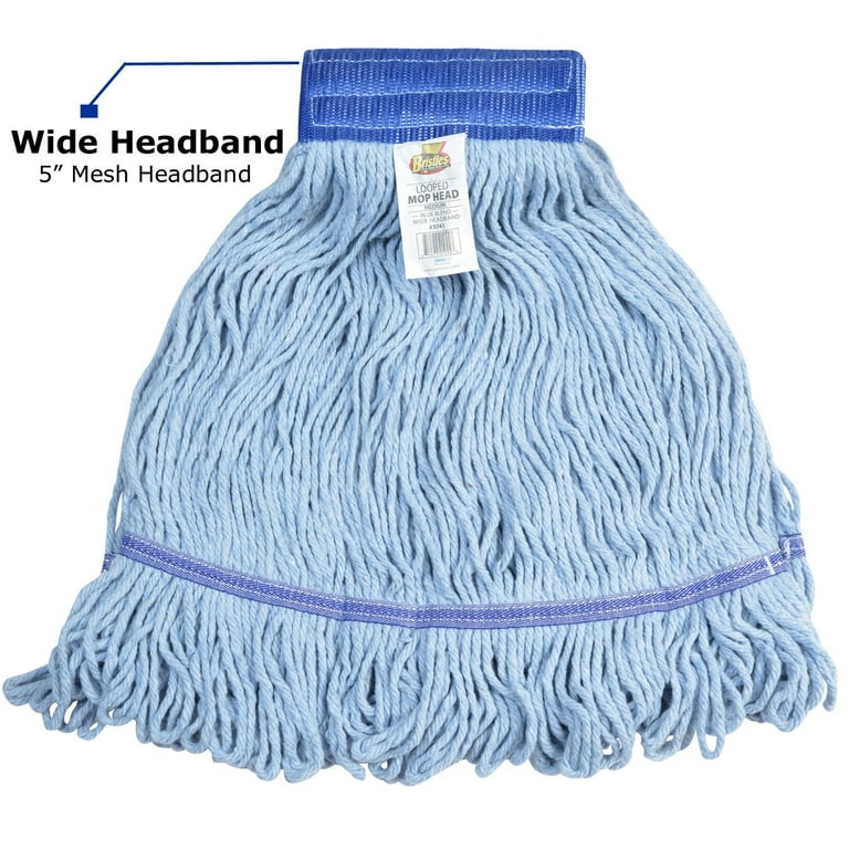 Bristles Commercial Cotton Blend Mop Head, Looped-End, Floor