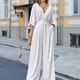 thumbnail image 5 of Mamelucos Mono informal con cuello en V para mujer Temperamento Mono suelto de pierna ancha (Blanco S) Ygjytge Blanco T S para Mujer, 5 of 8