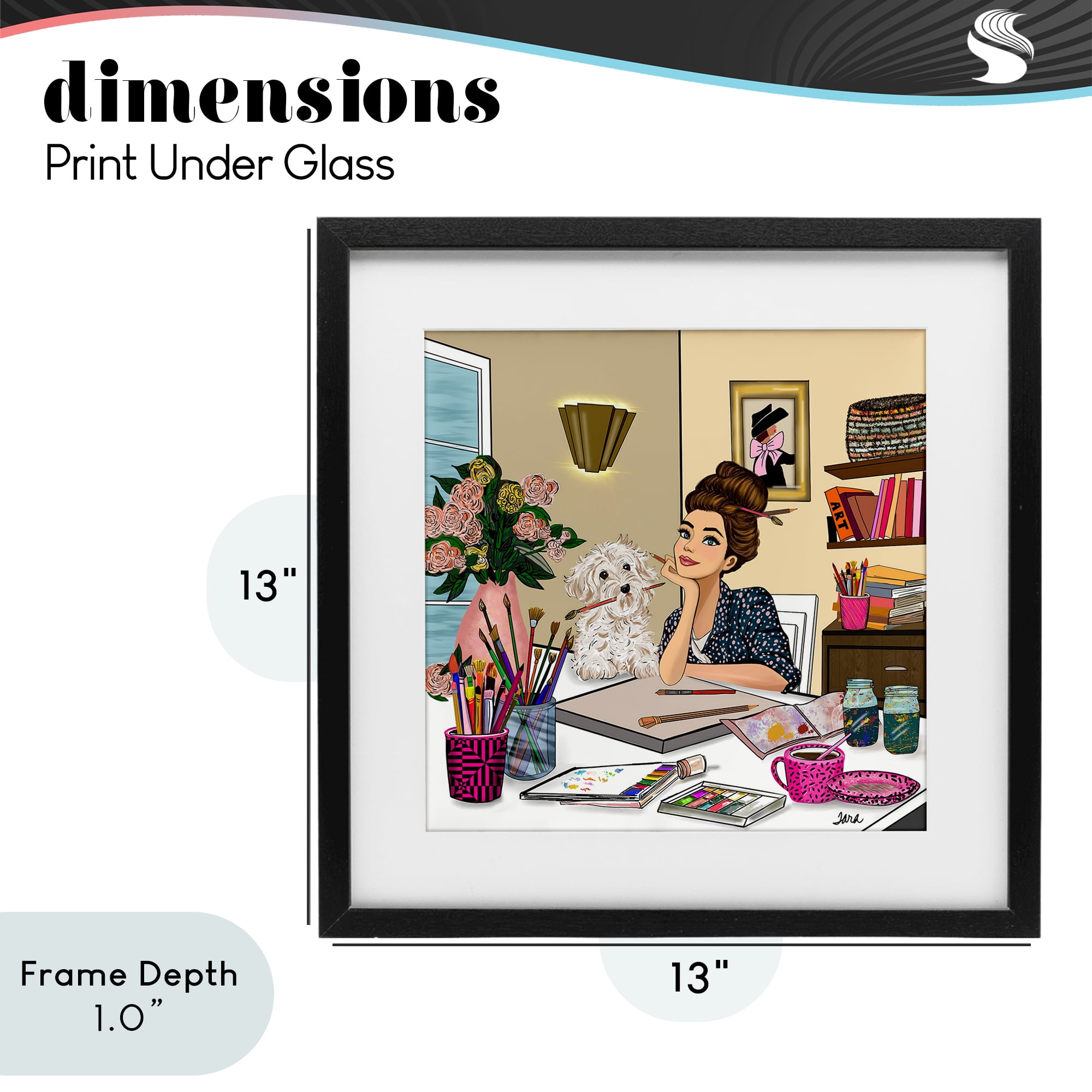 Stupell Industries Creative Art Girl at Desk Black Framed Print Under Glass, design by Tara Boone