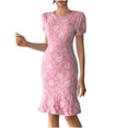 thumbnail image 2 of Njagoc3 Womens Lace Midi Dress, Short Sleeves for Summer Date & Cocktail Party, 2 of 6