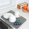 thumbnail image 6 of Bxaolu Silicone Dish Drying Mat for Kitchen Counter, 15.75" x 13" Dish Drying Pad, Non-Slip Drain Pad with Built-in Drain, Easy to Clean,Eco-friendly, Heat Resistant Stone Drying Mat(2Pack, Grey), 6 of 9