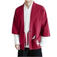 thumbnail image 1 of Cárdigan de algodón para hombre Bordado Casual Media manga Estampado de encaje Outwear Pompotops oipoqjl21507, 1 of 6