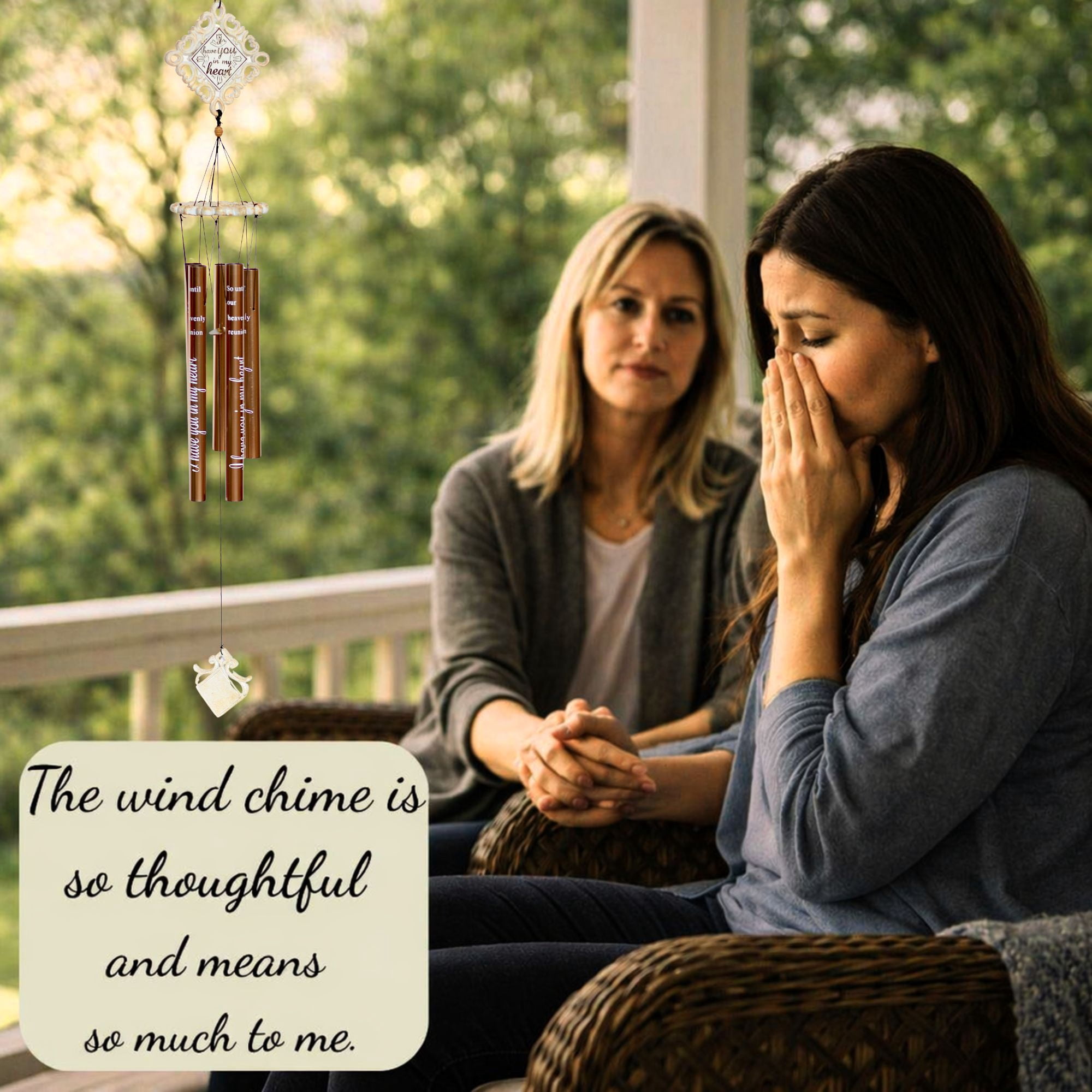 Memorial Wind Chimes Sympathy Gift with Condolence Card by Loving Memories - 43" tall