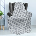 thumbnail image 4 of Geometric Soft Flannel Fleece Throw Blanket, Comb Design Kikko Tortoise Shell Pattern Western Influences Hexagon Motifs, Cozy Plush for Indoor and Outdoor Use, 70" x 90", Grey White, by Ambesonne, 4 of 5