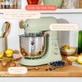 thumbnail image 3 of Beautiful 6 Qt Tilt-Head Stand Mixer with Dough Hook, Flat Beater, Balloon Whisk, Pastry Beater & Slicer/Shredder Set, Sage Green by Drew Barrymore, 3 of 17
