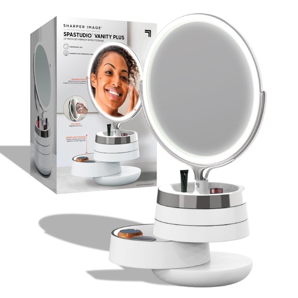 Sharper Image Spastudio Vanity Plus 10Inch LED Mirror with Storage