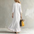 thumbnail image 4 of Ovbmpzd Vaction Womens Summer Dresses White Plus Size Maxi Shift Dress 3/4 Sleeve Casual Loose Dresses,M, 4 of 6