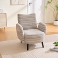 thumbnail image 3 of CQSXDA Modern Armchair In Sanded Fabric Featuring Solid Wood Legs And Side Pocket For Bedroom Or Office Use, khaki, 3 of 20