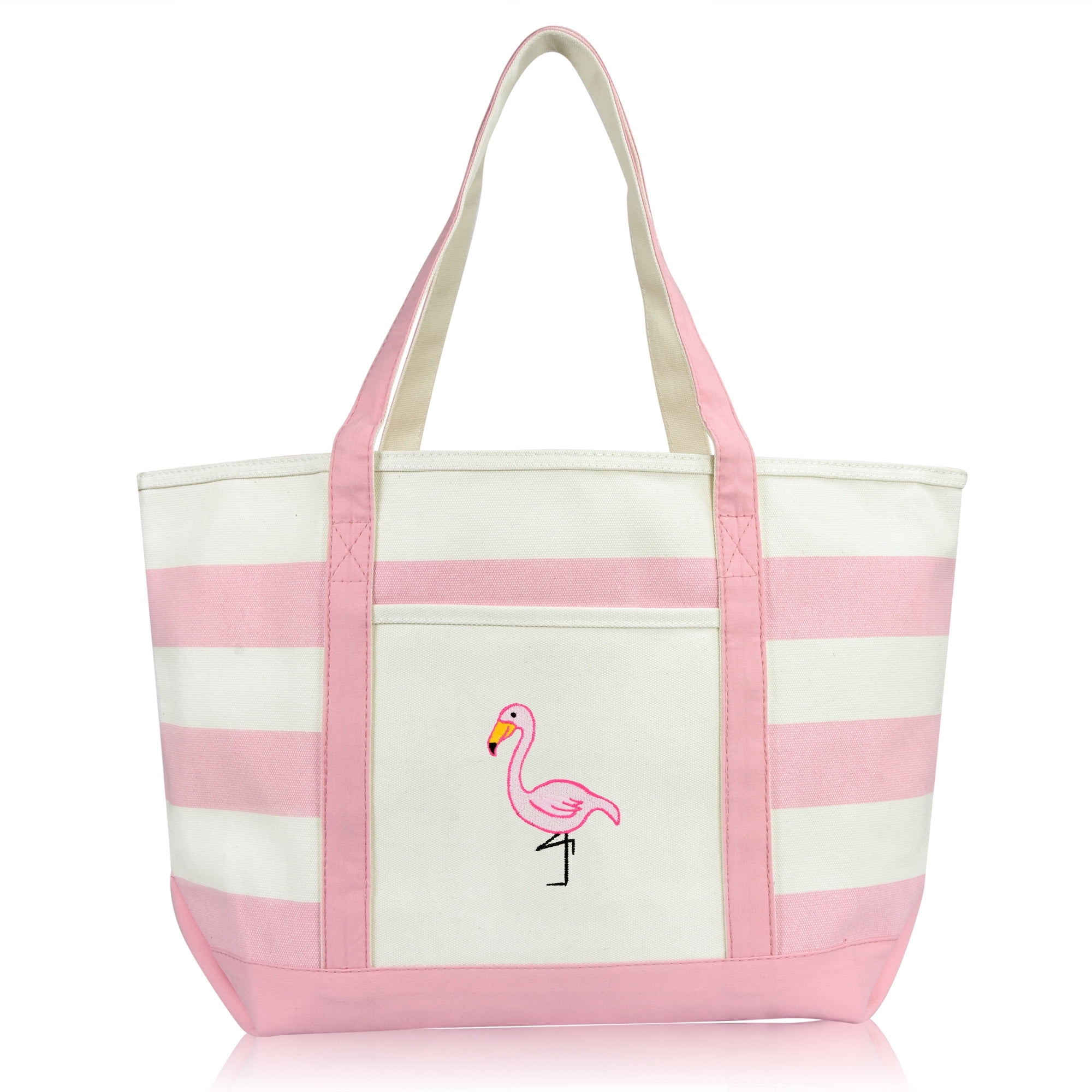 Fashion Women's Canvas Flamingo Printed Shoulder Bag Tote Zipper Handbags Solid 