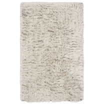 SAFAVIEH Riviera Comgan Solid Plush Polyester Shag Area Rug, Light Grey, 3' x 5'