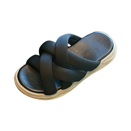 

Girls Outside Wear Slippers Cute Princess Sandals Soft Bottom Comfortable Suitable With Daily Casual Clothes Little Kids Summer Shoes Black 5.5 Years-6 Years