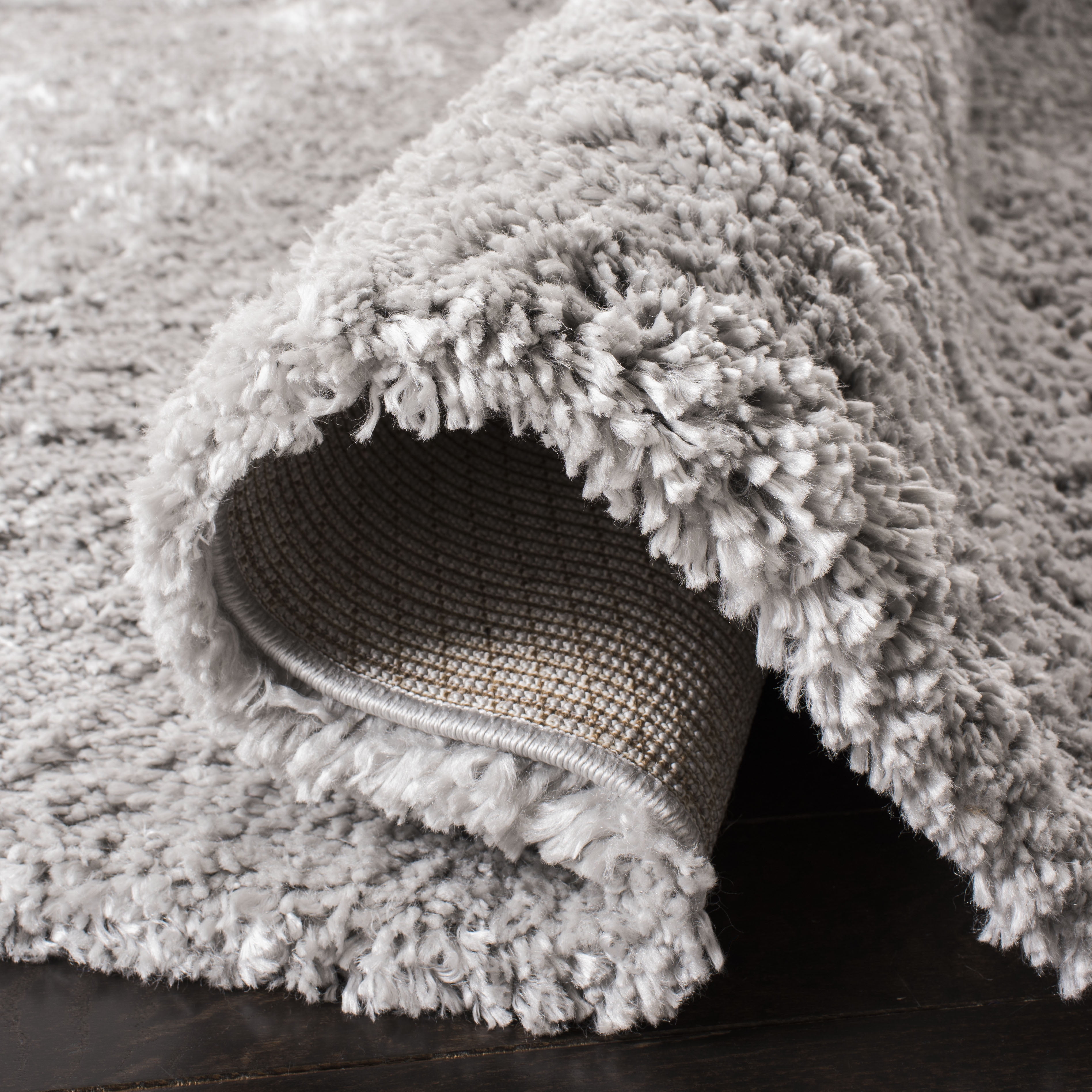 SAFAVIEH Fontana Jamie Solid Shag Runner Rug, Grey, 2'3" x 10'