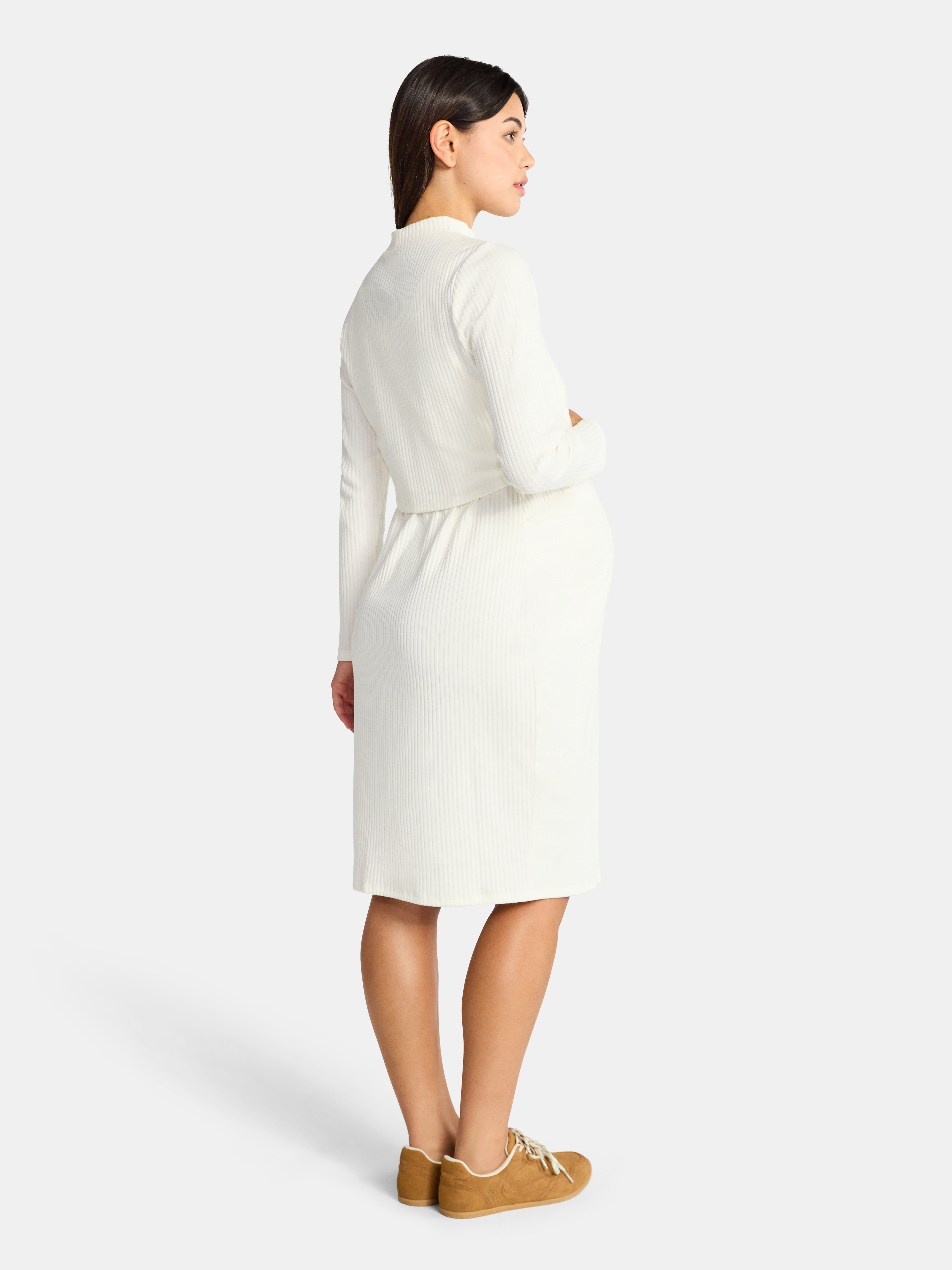 Time and Tru Women's Maternity Ribbed Dress Set, 2-Piece, Size S-XXL