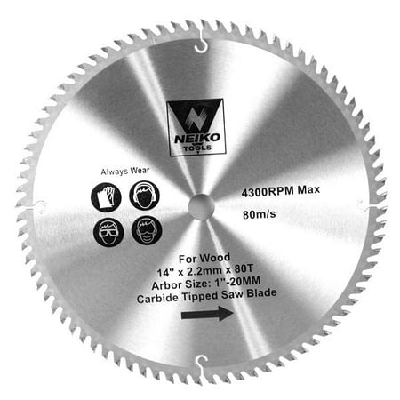 Neiko 10769A 14-Inch 80-Tooth Circular Miter Saw Blade with Carbide Tips, Heavy Duty for Metal & (Best Miter Saw Blade For Trim Work)