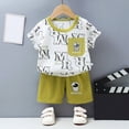thumbnail image 2 of TOWED22 Toddler Kids Baby Boy Outfits 2 Pieces Dinosaur Print Crewneck Short Sleeve Shirt Elastic Waist Rolled Shorts Clothes(Green,3-4 Y), 2 of 6