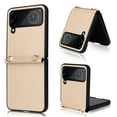 thumbnail image 1 of Allytech Galaxy Z Flip 4 Case with Shoulder Strap, Carbond Fiber Protective Anti-scratch Drop Proof Adjustable Strap Wrist Case Cover for Samsung Galaxy Z Flip 4 5G (2022)- Gold, 1 of 7