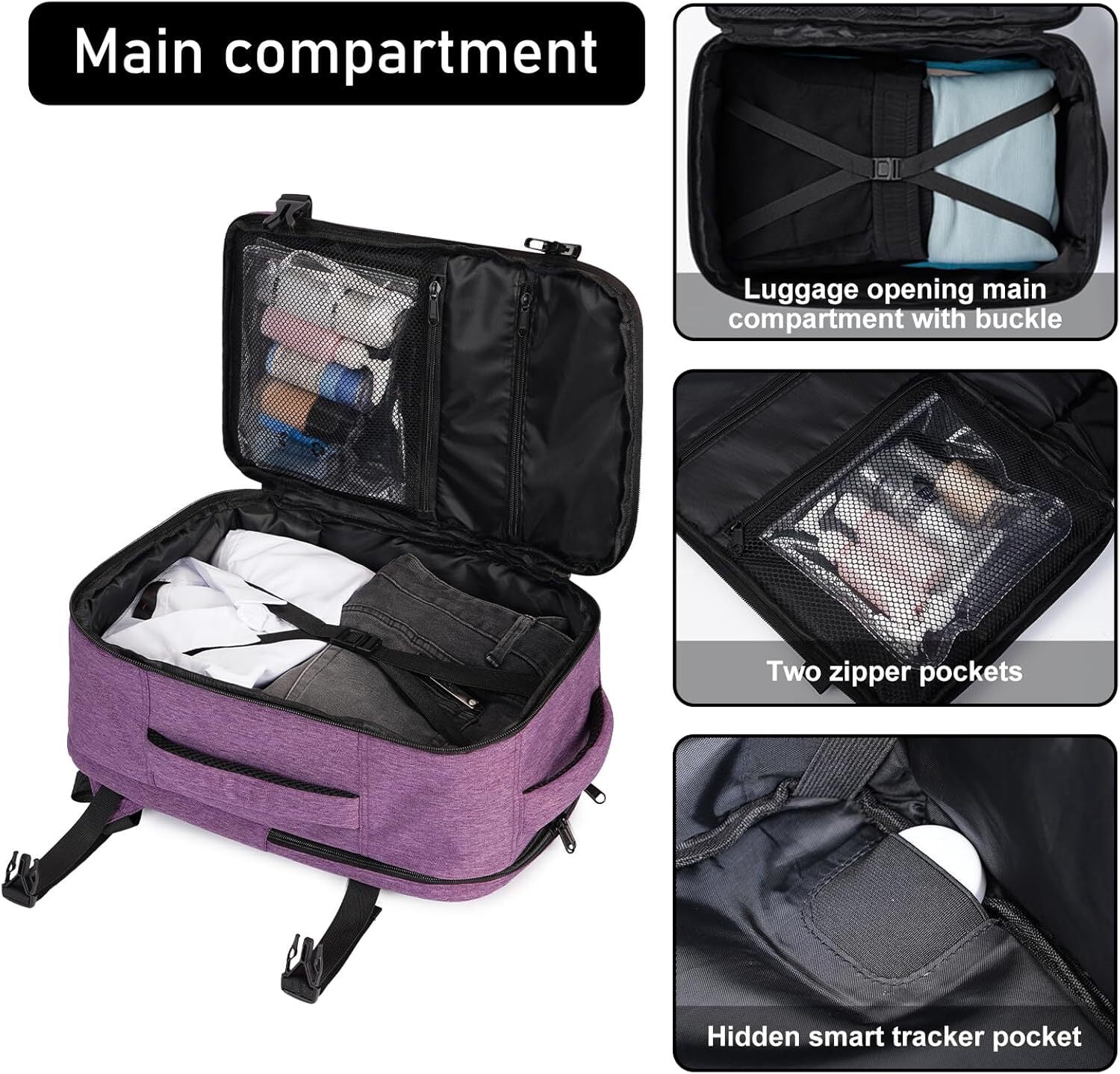 16" Travel Laptop Backpack with Handle Airline Approved Full Open Carry on Business Daypack for Women Men Travel Essentials Casual Hiking, 20L, Pink
