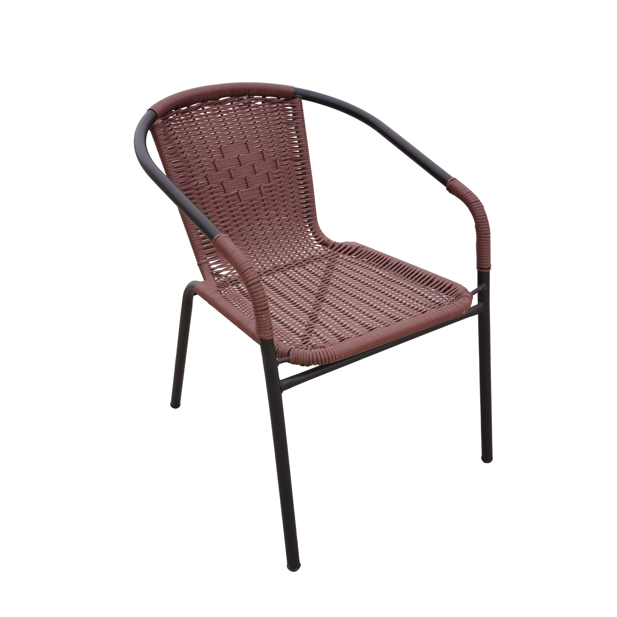 RTC Group Furniture Stackable Rattan Dining Chair, Set of 4 for Indoor/Outdoor Patio Restaurant, Porch, Backyard Dark Brown