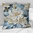 thumbnail image 2 of Designart "Foggy Blue Floral Damask I" Damask Printed Throw Pillow, 2 of 5