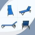 thumbnail image 3 of Domi Pool Lounge Chairs Set of 2, Adjustable Aluminum Plastic Outdoor Chaise Lounge, All Weather for Outside Beach Poolside Lawn-Blue Textilene, 3 of 7