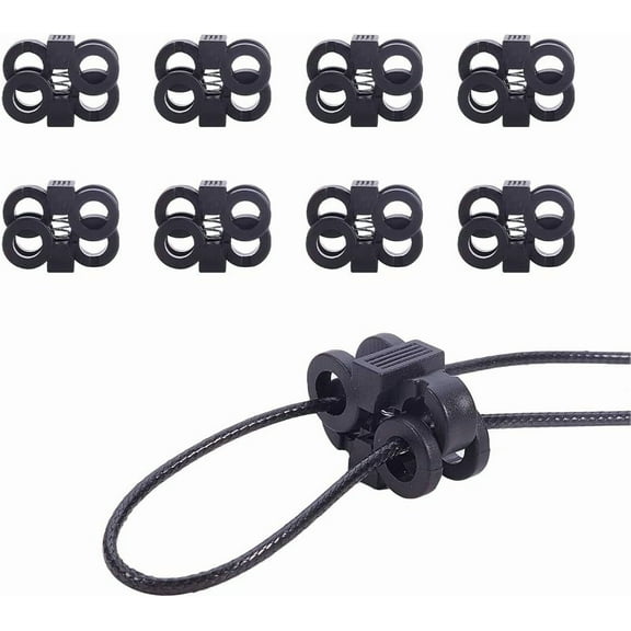 20pcs Cord Lock Clip Clamp Non-Slip Shoe Buckle End Toggle Double Hole Spring Stopper Fastener Slider Cordlock Stoppers for Cord Paracord Drawstrings Bags Shoelaces Clothing